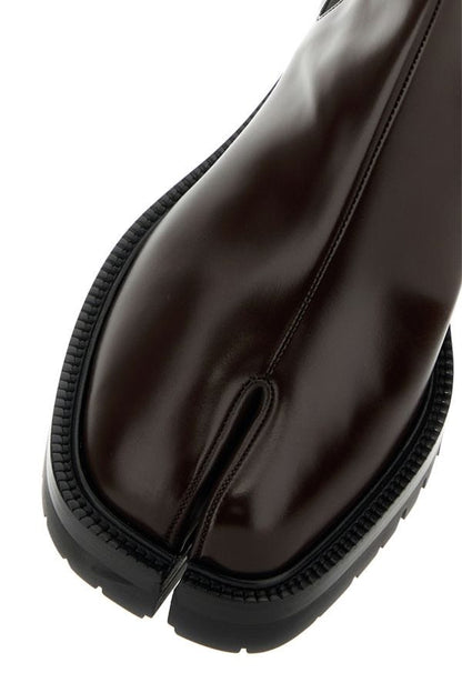 MAISON MARGIELA | Burgundy leather Tabi County Chelsea ankle boots