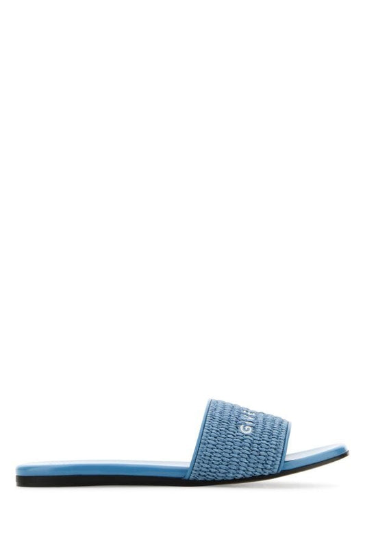 GIVENCHY | Denim blue raffia 4G slippers