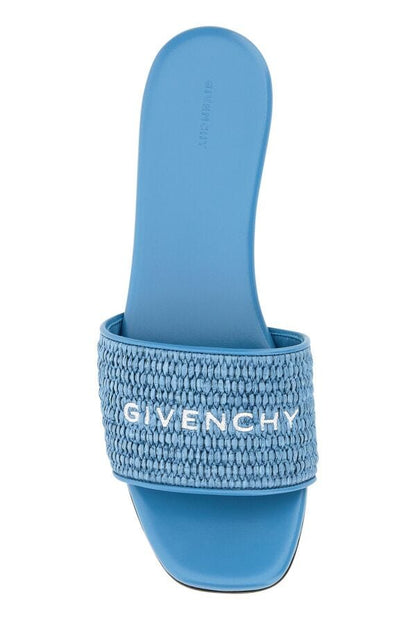GIVENCHY | Denim blue raffia 4G slippers