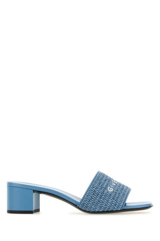 GIVENCHY | Denim blue raffia 4G mules