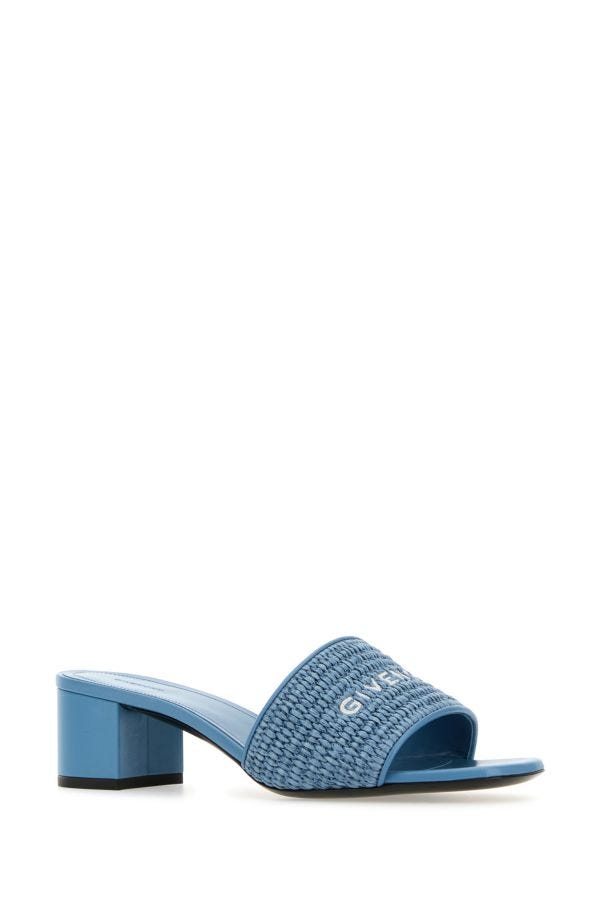 GIVENCHY | Denim blue raffia 4G mules