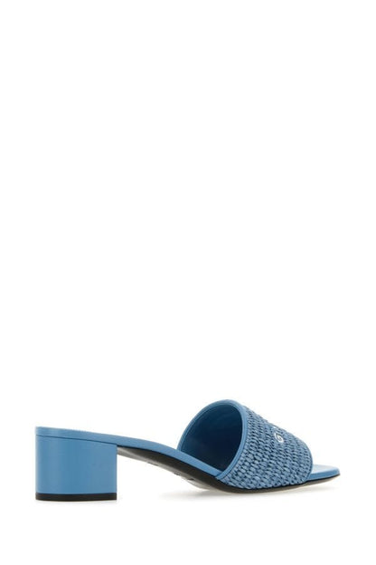 GIVENCHY | Denim blue raffia 4G mules