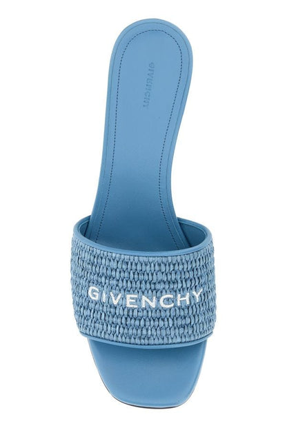 GIVENCHY | Denim blue raffia 4G mules