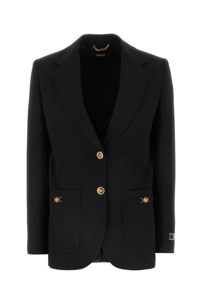 VERSACE | Black stretch wool oversize blazer