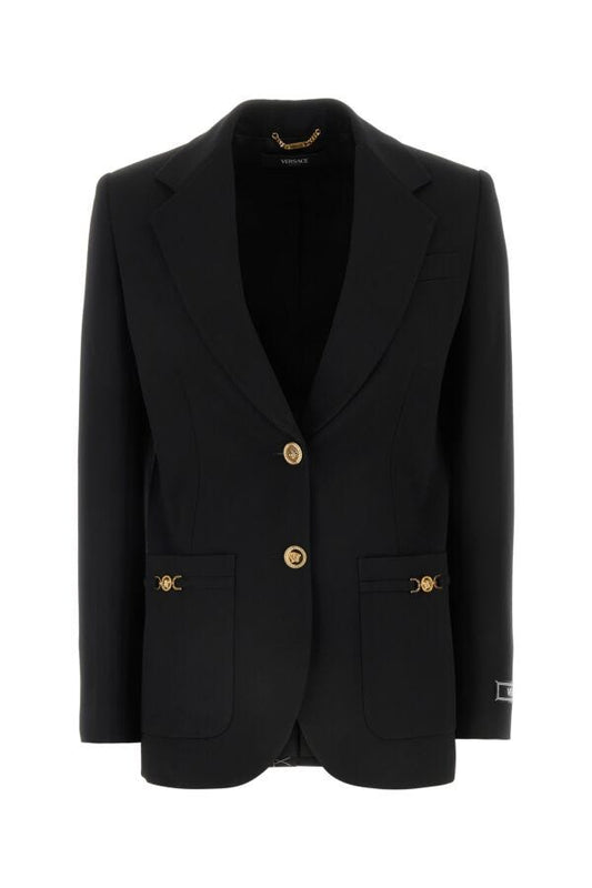 VERSACE | Black stretch wool oversize blazer