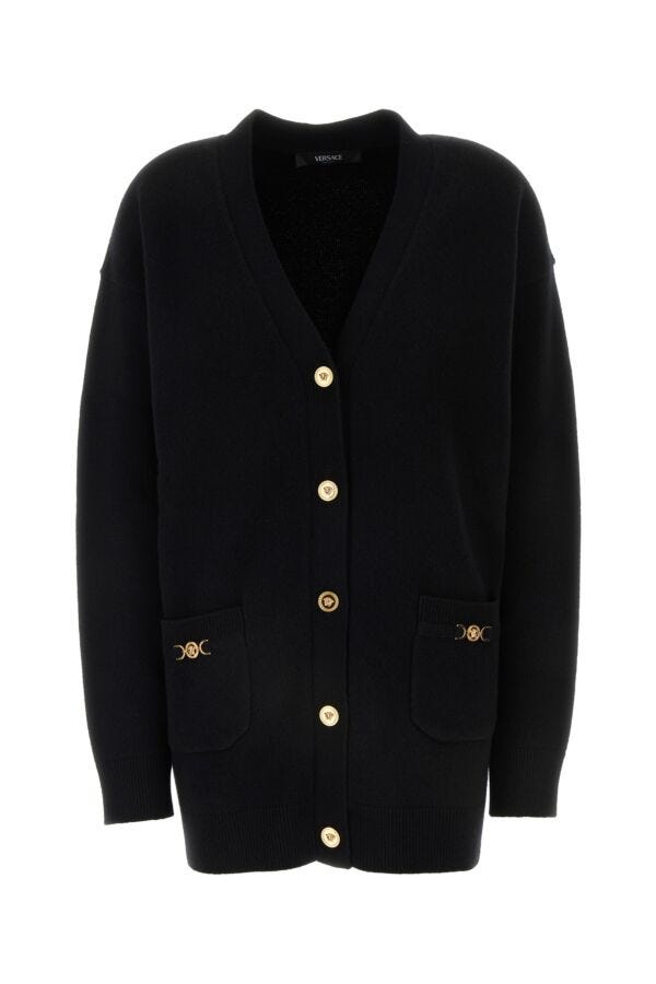VERSACE | Black wool blend cardigan