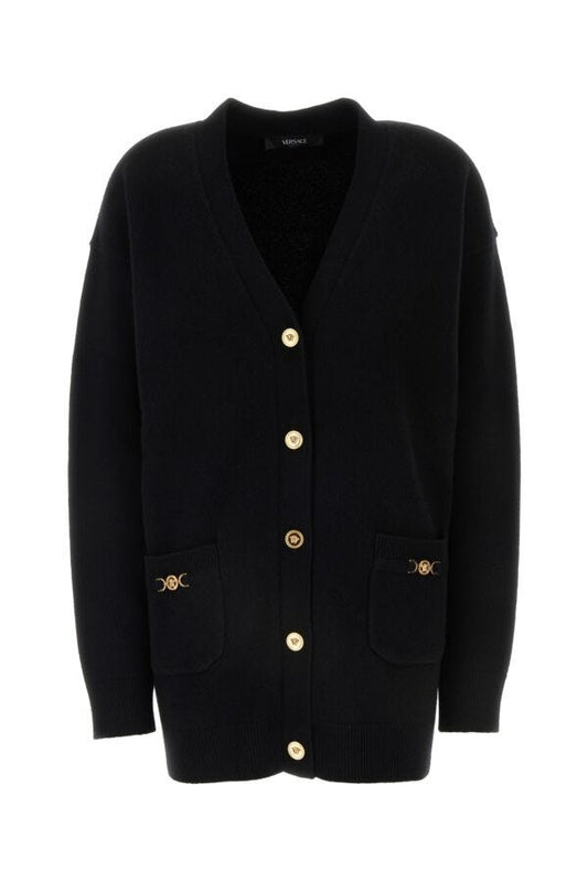 VERSACE | Black wool blend cardigan