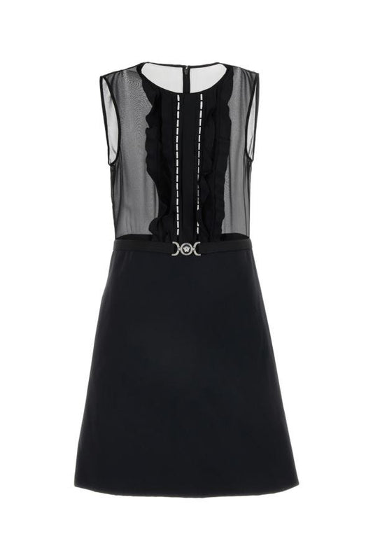 VERSACE | Black georgette mini dress