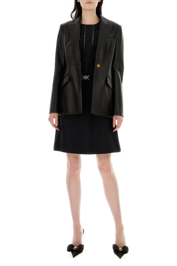 VERSACE | Black leather blazer
