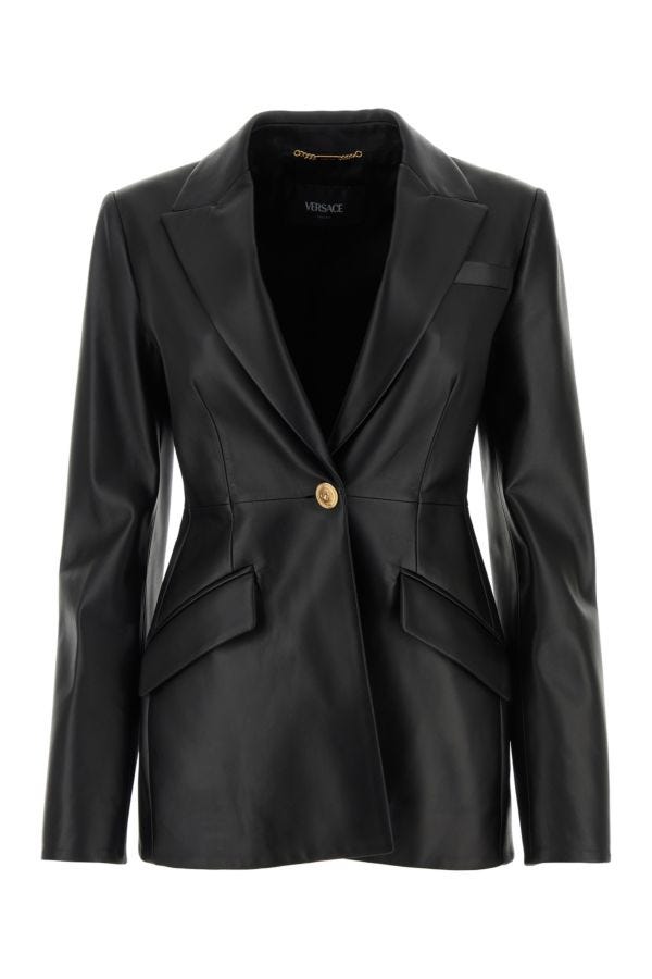 VERSACE | Black leather blazer