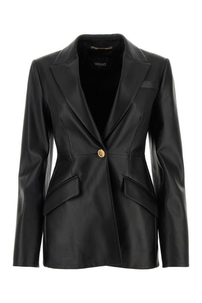 VERSACE | Black leather blazer