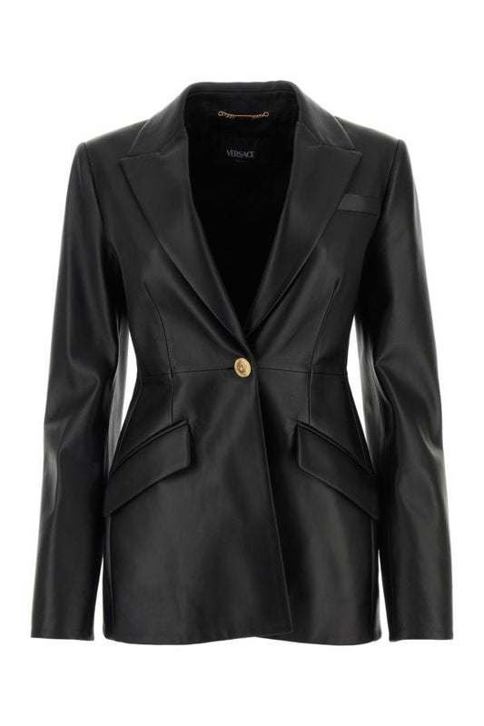 VERSACE | Black leather blazer