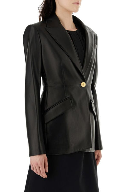 VERSACE | Black leather blazer