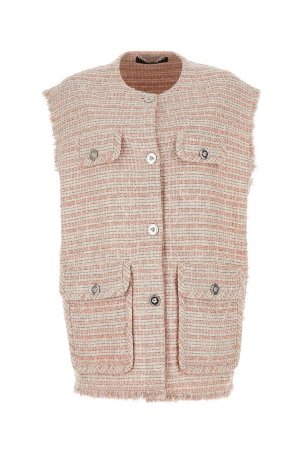 VERSACE | Embroidered tweed oversize vest