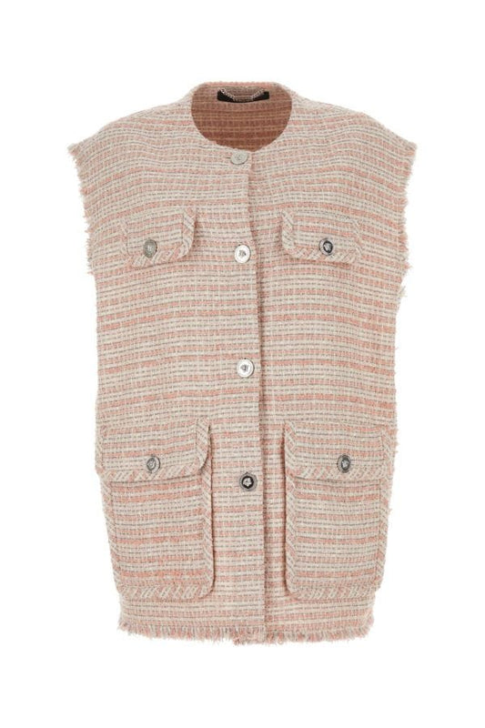 VERSACE | Embroidered tweed oversize vest