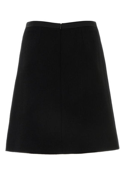 VERSACE | Black stretch wool blend skirt