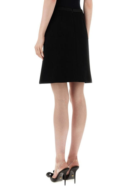 VERSACE | Black stretch wool blend skirt