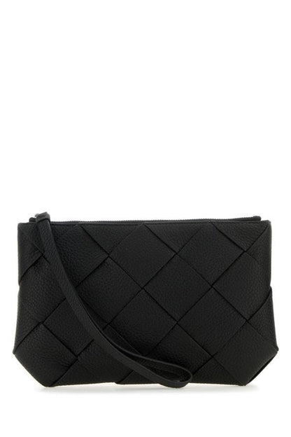 BOTTEGA VENETA | Black leather medium Diago clutch