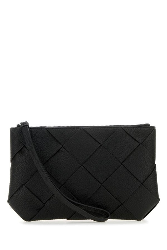 BOTTEGA VENETA | Black leather medium Diago clutch