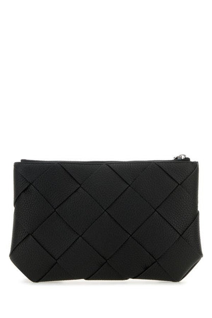 BOTTEGA VENETA | Black leather medium Diago clutch