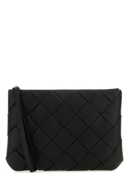 BOTTEGA VENETA | Black leather large Diago clutch
