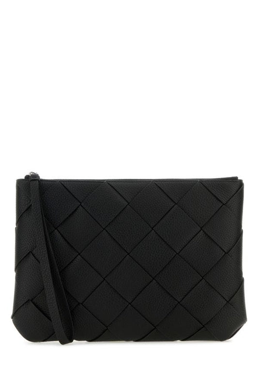 BOTTEGA VENETA | Black leather large Diago clutch