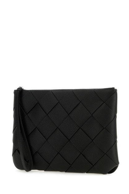 BOTTEGA VENETA | Black leather large Diago clutch