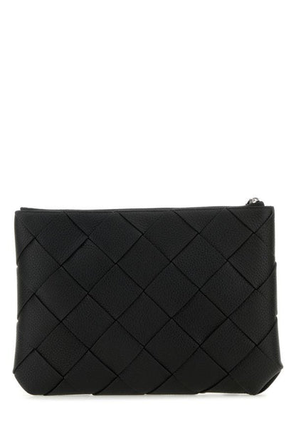 BOTTEGA VENETA | Black leather large Diago clutch