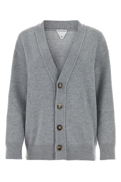 BOTTEGA VENETA | Grey stretch cashmere blend cardigan