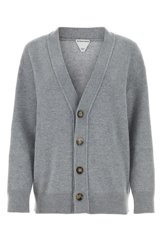 BOTTEGA VENETA | Grey stretch cashmere blend cardigan