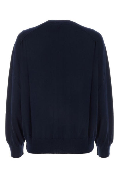 BOTTEGA VENETA | Navy blue stretch linen blend cardigan