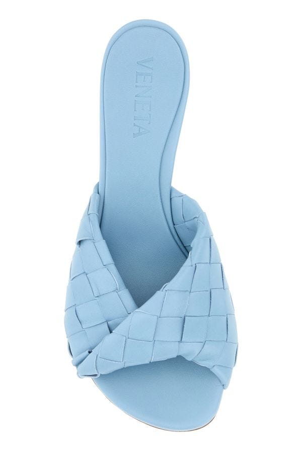 BOTTEGA VENETA | Light blue leather Blink mules