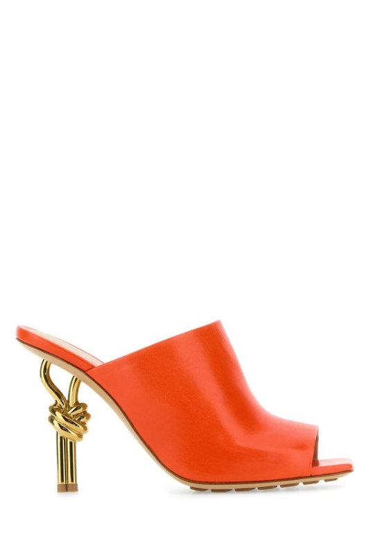 BOTTEGA VENETA | Orange nappa leather Knot mules