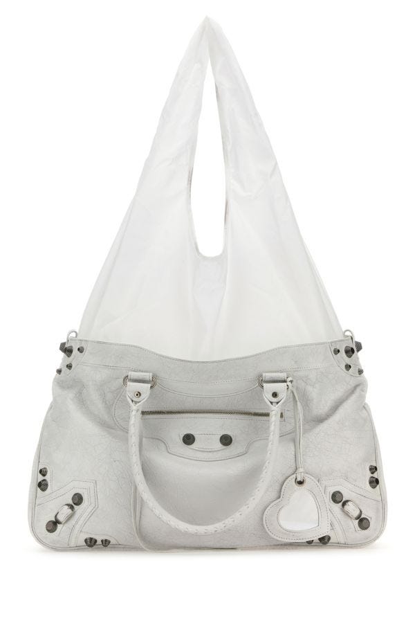BALENCIAGA | White leather Neo Cagole XL Plus shopping bag