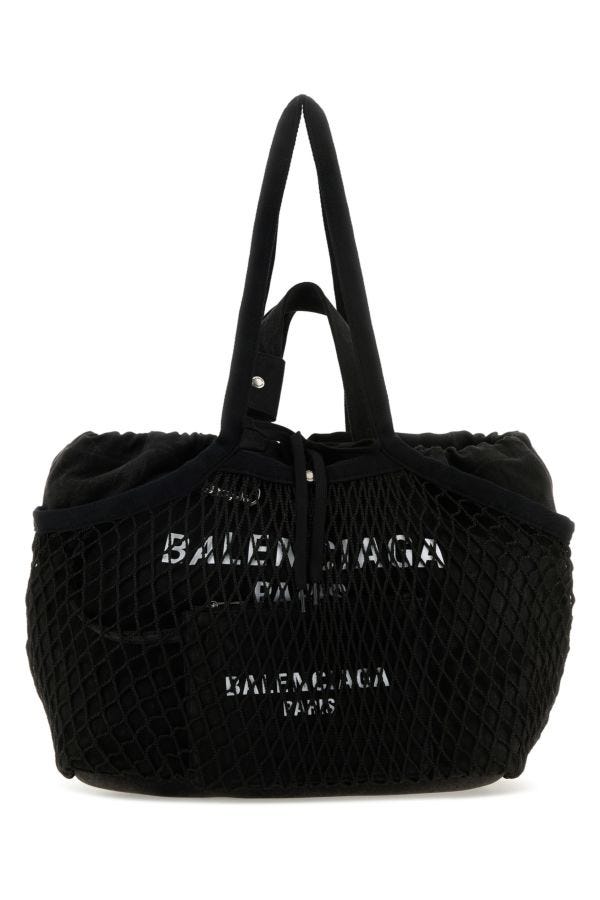 BALENCIAGA | Black canvas and mesh medium 24/7 shopping bag