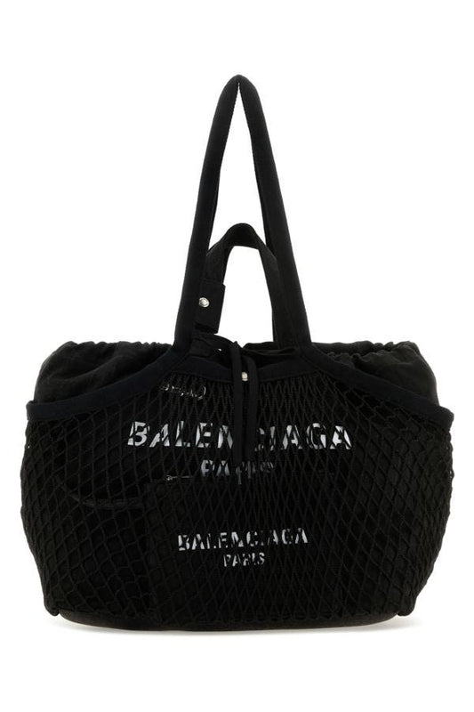 BALENCIAGA | Black canvas and mesh medium 24/7 shopping bag