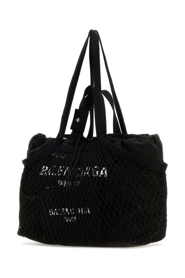 BALENCIAGA | Black canvas and mesh medium 24/7 shopping bag