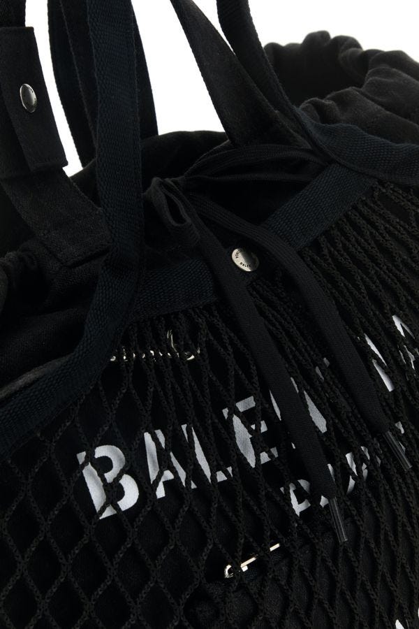 BALENCIAGA | Black canvas and mesh medium 24/7 shopping bag