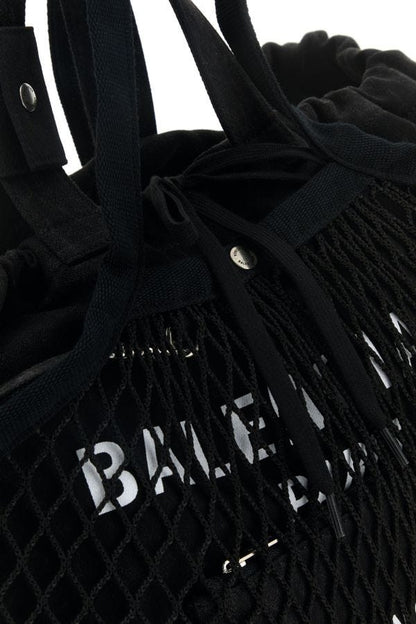 BALENCIAGA | Black canvas and mesh medium 24/7 shopping bag