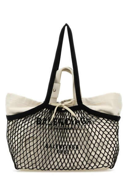 BALENCIAGA | Two-tone canvas and mesh medium 24/7 shopping bag