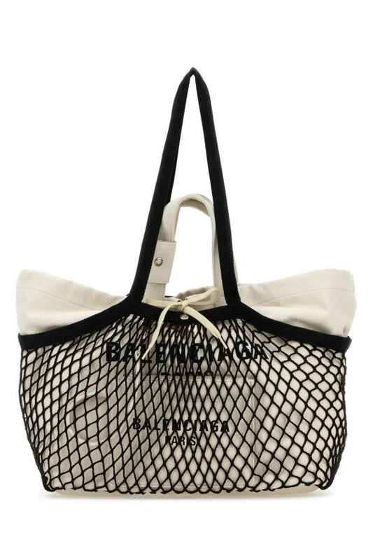 BALENCIAGA | Two-tone canvas and mesh medium 24/7 shopping bag