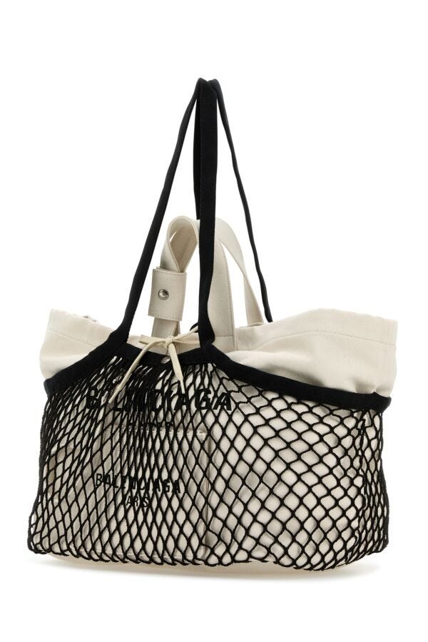 BALENCIAGA | Two-tone canvas and mesh medium 24/7 shopping bag