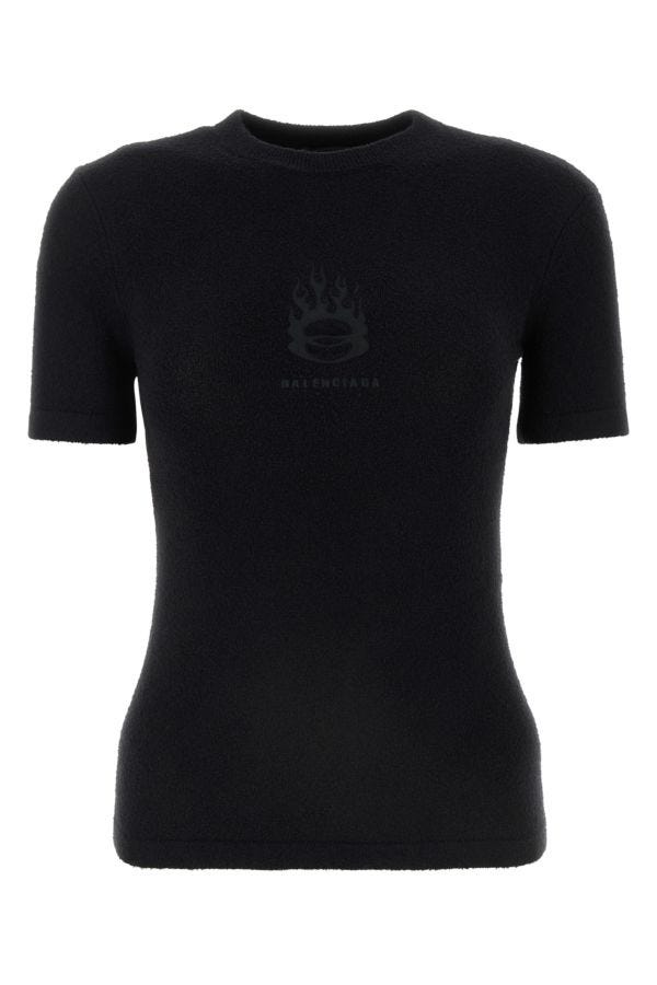 BALENCIAGA | Black terry fabric t-shirt