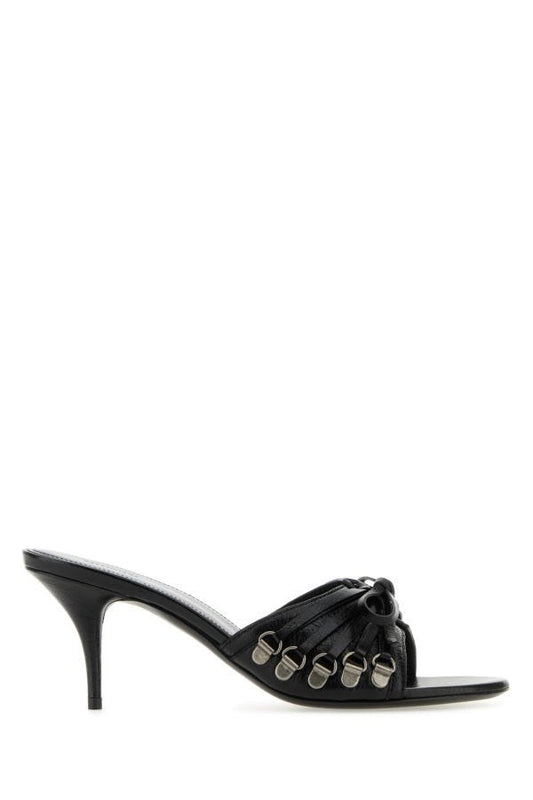 BALENCIAGA | Black leather Cagole mules