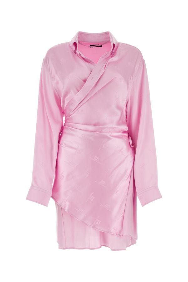 BALENCIAGA | Pink silk shirt dress