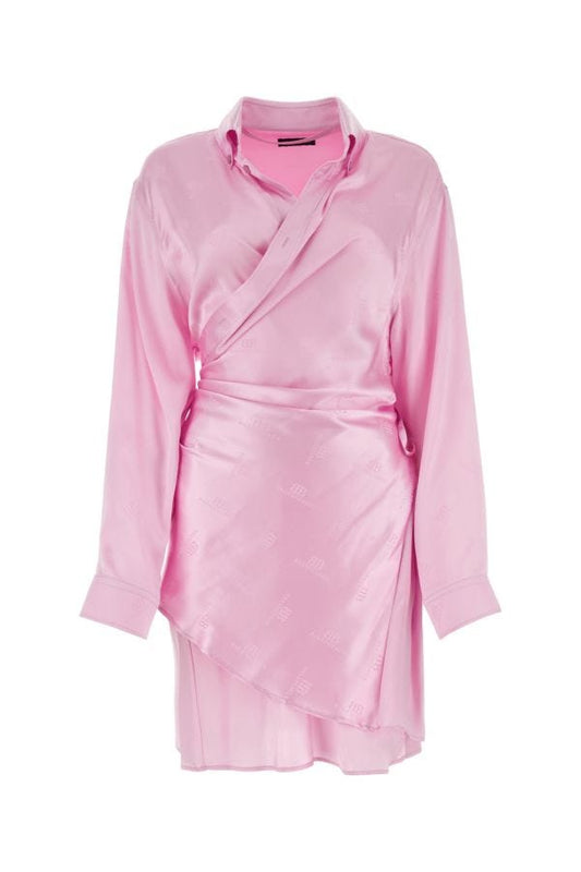 BALENCIAGA | Pink silk shirt dress