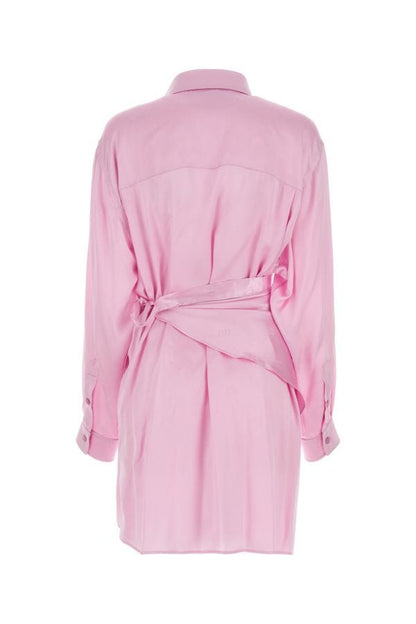 BALENCIAGA | Pink silk shirt dress