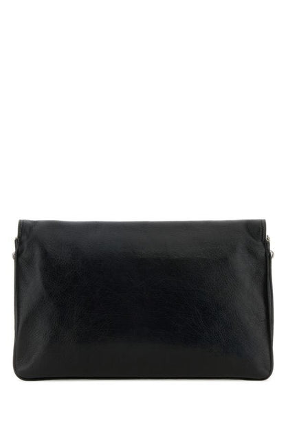 BALENCIAGA | Black leather large BB Soft Flap clutch