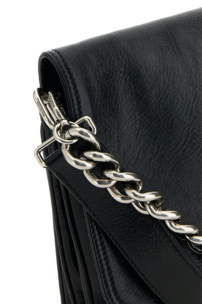BALENCIAGA | Black leather large BB Soft Flap clutch