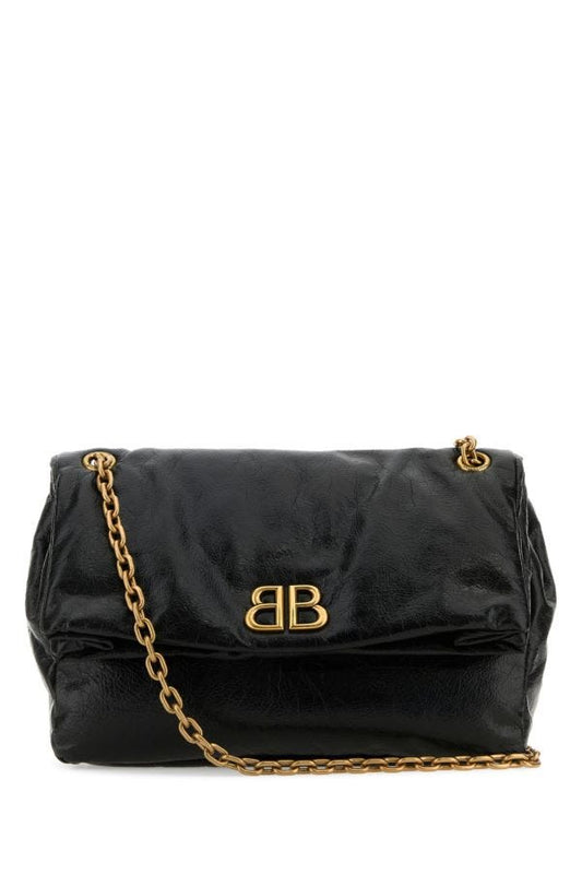 BALENCIAGA | Black leather medium Monaco shoulder bag